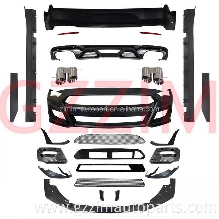 Front & Rear Bumper Grille Side Skirt Body Kits Upgrade Parts For Mustang 2018 - 2020 Upgrade To GT500 shelby